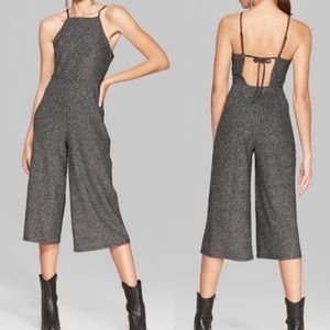 Wild Fable Grey Sparkle Cropped Jumpsuit